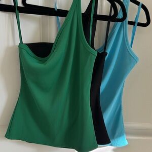 White House Black Market Green and Blue Camisoles